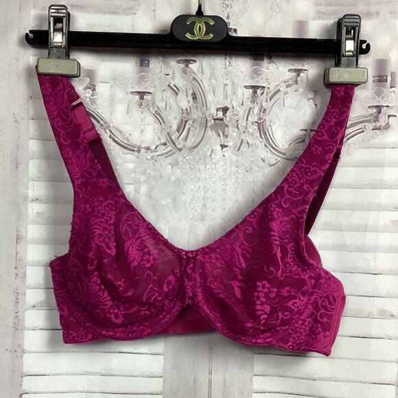 Cacique Dark Pink Lace Bra 36C - Picture 1 of 5